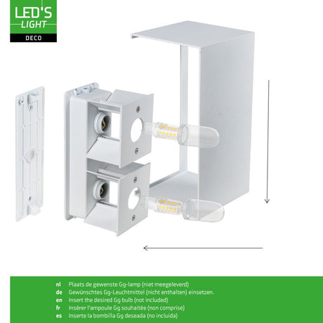 Lumo Recta blanc - Applique murale sans source lumineuse - 2x G9 non inclus - IP65