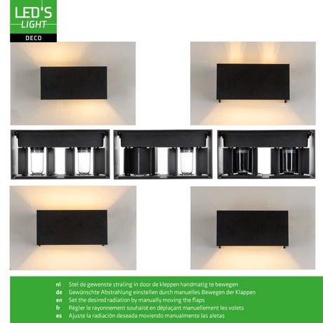 Lumo Recta Zwart - Wandarmatuur zonder lichtbron - Excl 2xG9 - IP65