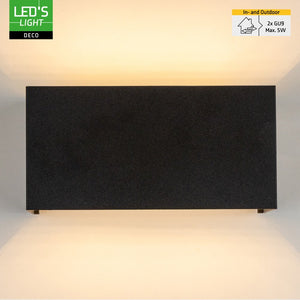 Lumo Recta Zwart - Wandarmatuur zonder lichtbron - Excl 2xG9 - IP65