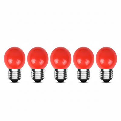 LED Kogellamp E27 Rood, 300 lumen, 3W, IP20, G45, 230V, 5 stuks
