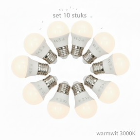 LED Kogellamp E27, Warmwit 3000K, 6W=42W halogeenlicht, 510 lm, 230V, 10 stuks