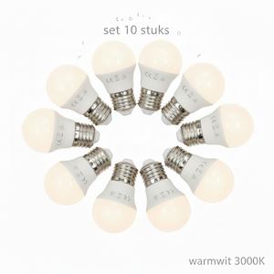 LED Kogellamp E27 - Warmwit 3000K - 6W=42W halogeenlicht - 510 lm - 230V - 10 stuks