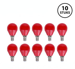 G45 kogellamp 10 stuks, E14 LED lamp 4W=30W gloeilamp, rood licht