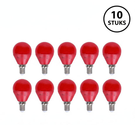 LED lamp prikkabel 10 stuks, E27, 3W, rood, IP20, voor decoratieve verlichting