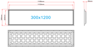 LED Paneel 300x1200 5000lm 25W/18W - Koelwit 5000K - UGR<19 - CRI80 - 8 stuks - 230V