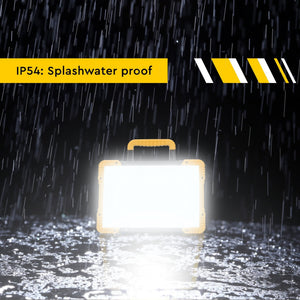 Hybride LED Bouwlamp - 5500 Lumen - 18V Accu + 230V - Dimbaar - IP54 IK08 - Inclusief Adapters - 47W