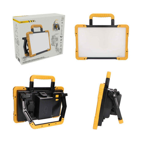 Projecteur de chantier LED hybride - 5500 lumens - Batterie 18V + 230V - Variable - IP54 IK08 - Adaptateurs inclus - 47W