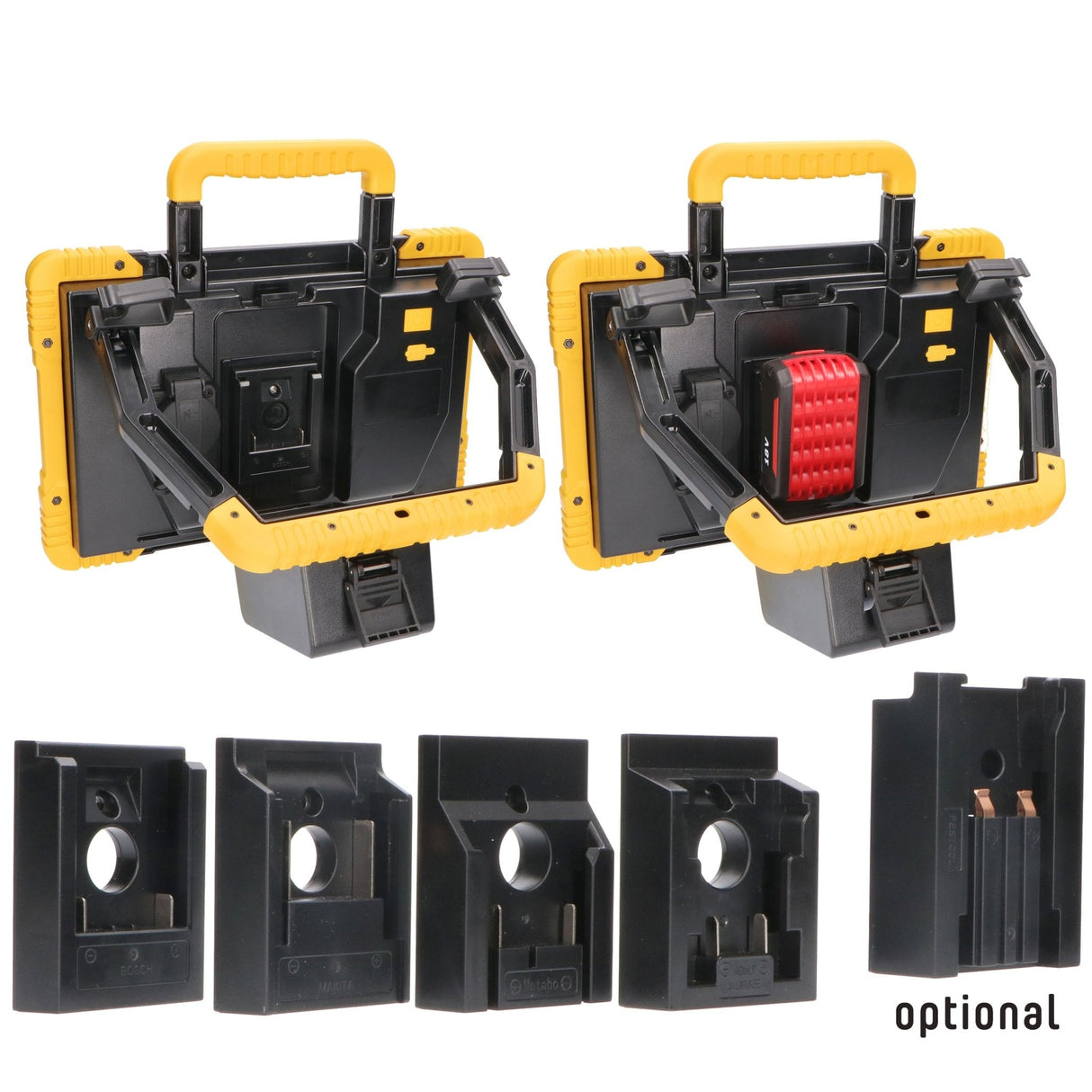 Hybride LED Bouwlamp - 5500 Lumen - 18V Accu + 230V - Dimbaar - IP54 IK08 - Inclusief Adapters - 47W