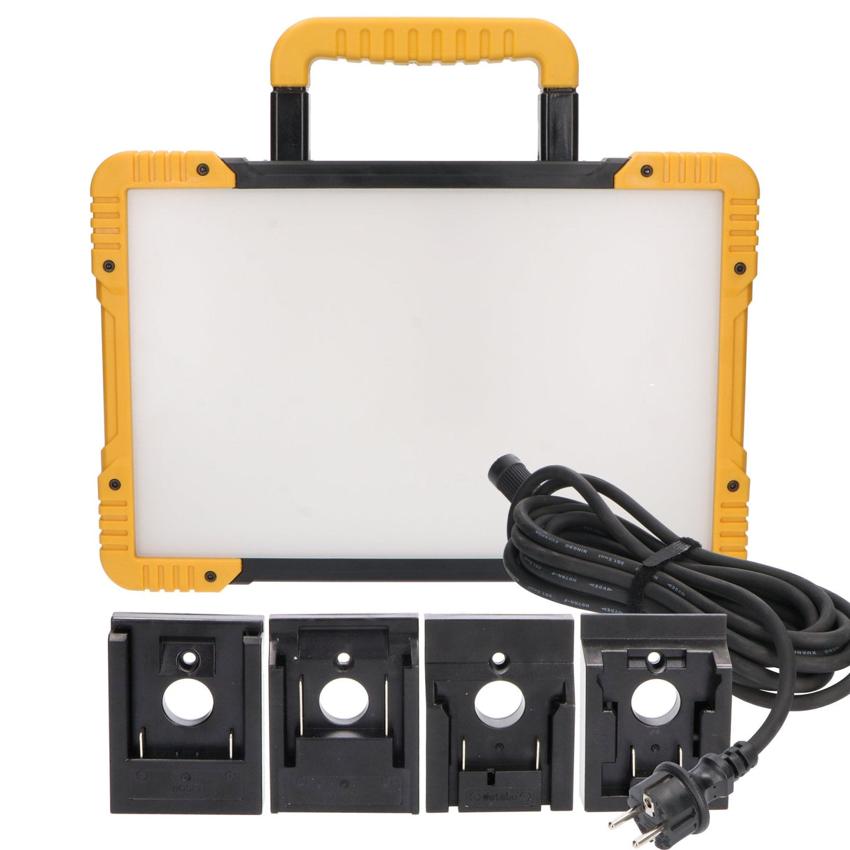Hybride LED Bouwlamp - 5500 Lumen - 18V Accu + 230V - Dimbaar - IP54 IK08 - Inclusief Adapters - 47W