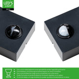 Applique murale LED avec capteur GU10 - Aluminium noir - IP44 - Capteur de mouvement - Éclairage vers le bas
