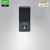 Applique murale LED avec capteur GU10 - Aluminium noir - IP44 - Capteur de mouvement - Éclairage vers le bas