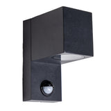 Applique murale LED avec capteur GU10 - Aluminium noir - IP44 - Capteur de mouvement - Éclairage vers le bas