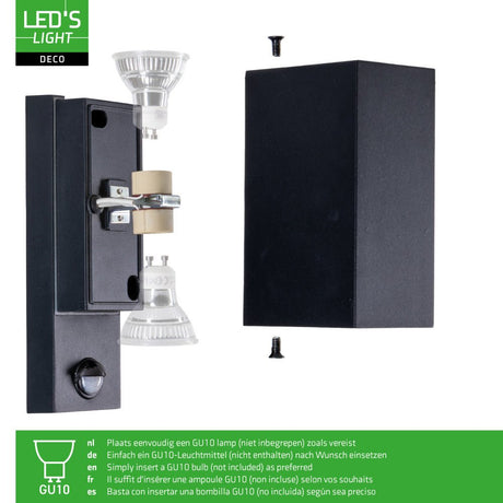 NØRD Up&Down Sensor - Aluminium - Applique murale - 2x GU10 - Noir