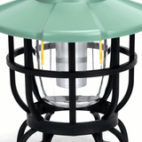 Aigostar oplaadbare LED campinglamp met een groene kap en een moderne metalen behuizing