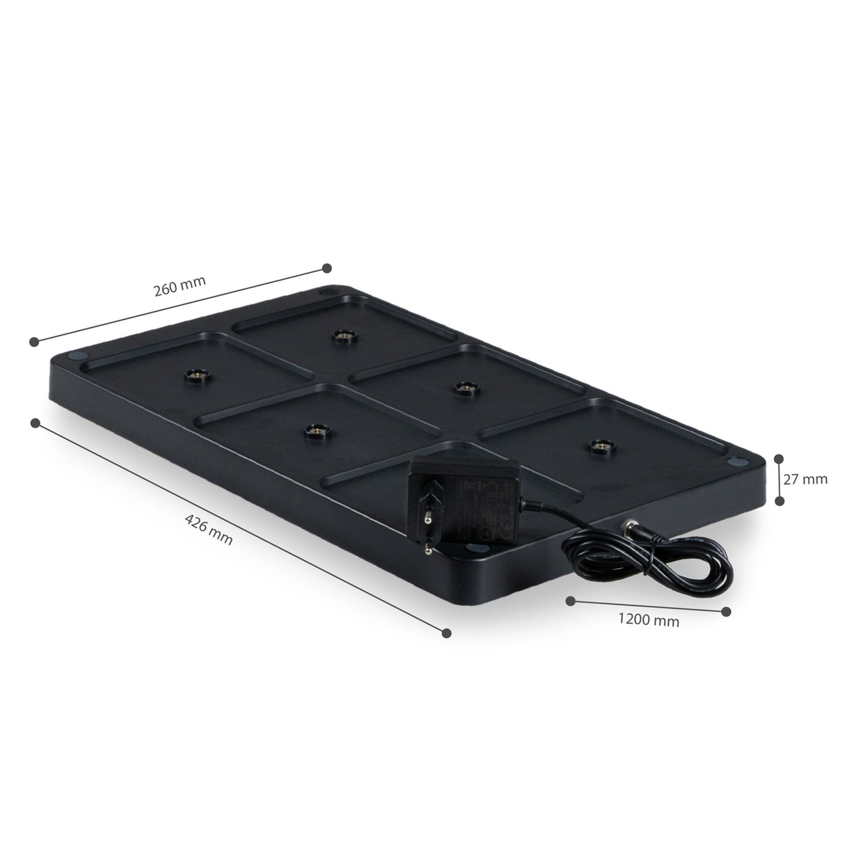 Oplaadstation voor 6 oplaadbare LED tafellampen - Docking met voeding - Zwart