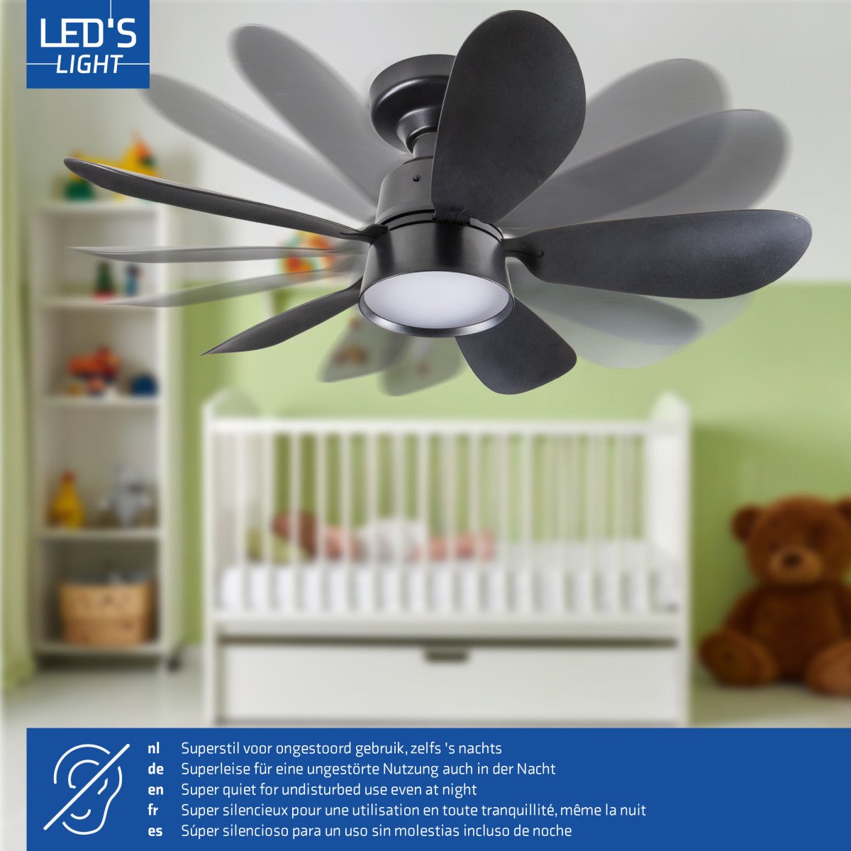 LED Plafondlamp met ventilator 2200 lumen - 25W - Koelwit 4000K - Dimbaar - Afstandsbediening