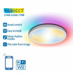 Plafondlamp Ø 24cm WiFi RGB+CCT 2700K-6500K, RGB, warmwit, daglichtwit, LED 19W=150W gloeilamp