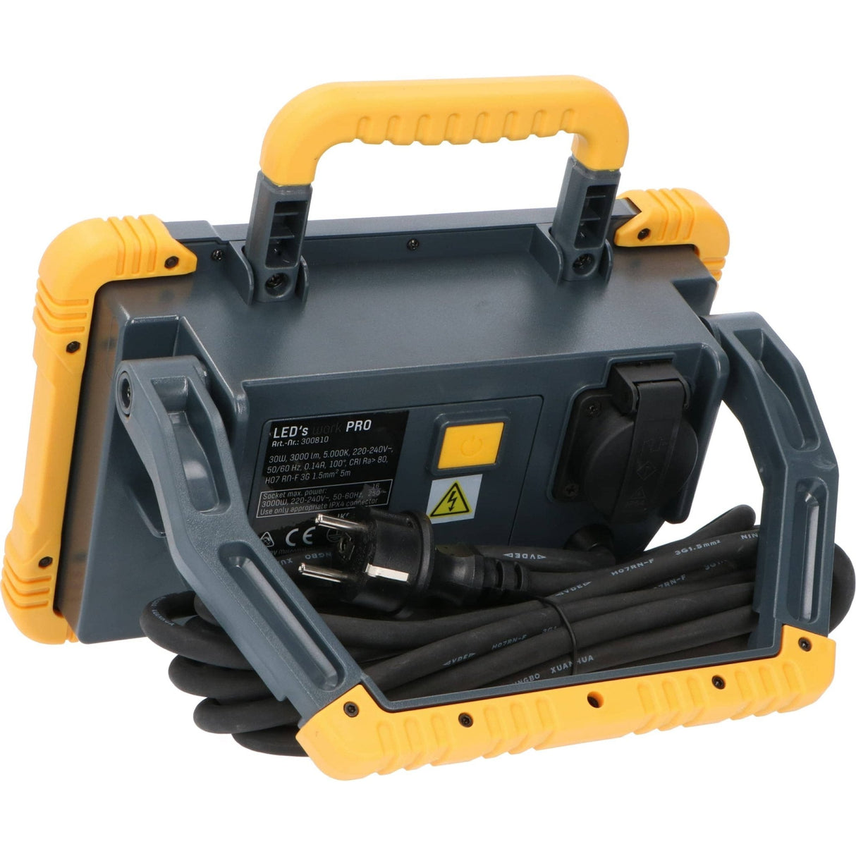 Projecteur de travail LED 3200 lumens - 30W - Blanc froid 5000K - Prise électrique - IP54 - IK08 - Câble de 5m