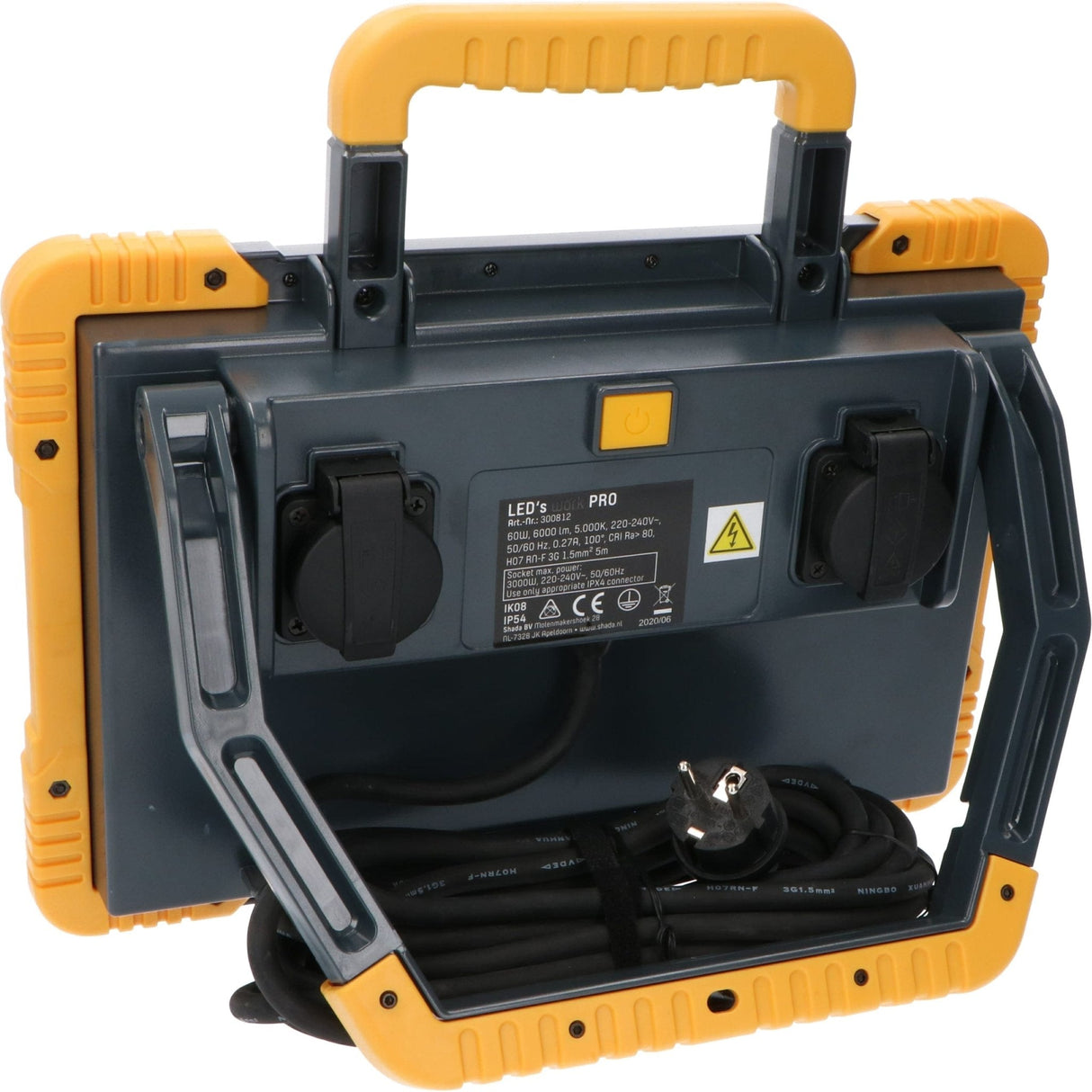 LED Werklamp 6500 lumen - 60W - Koelwit 5000K - 2 Stopcontacten - IP54 Waterdicht - 5m Kabel
