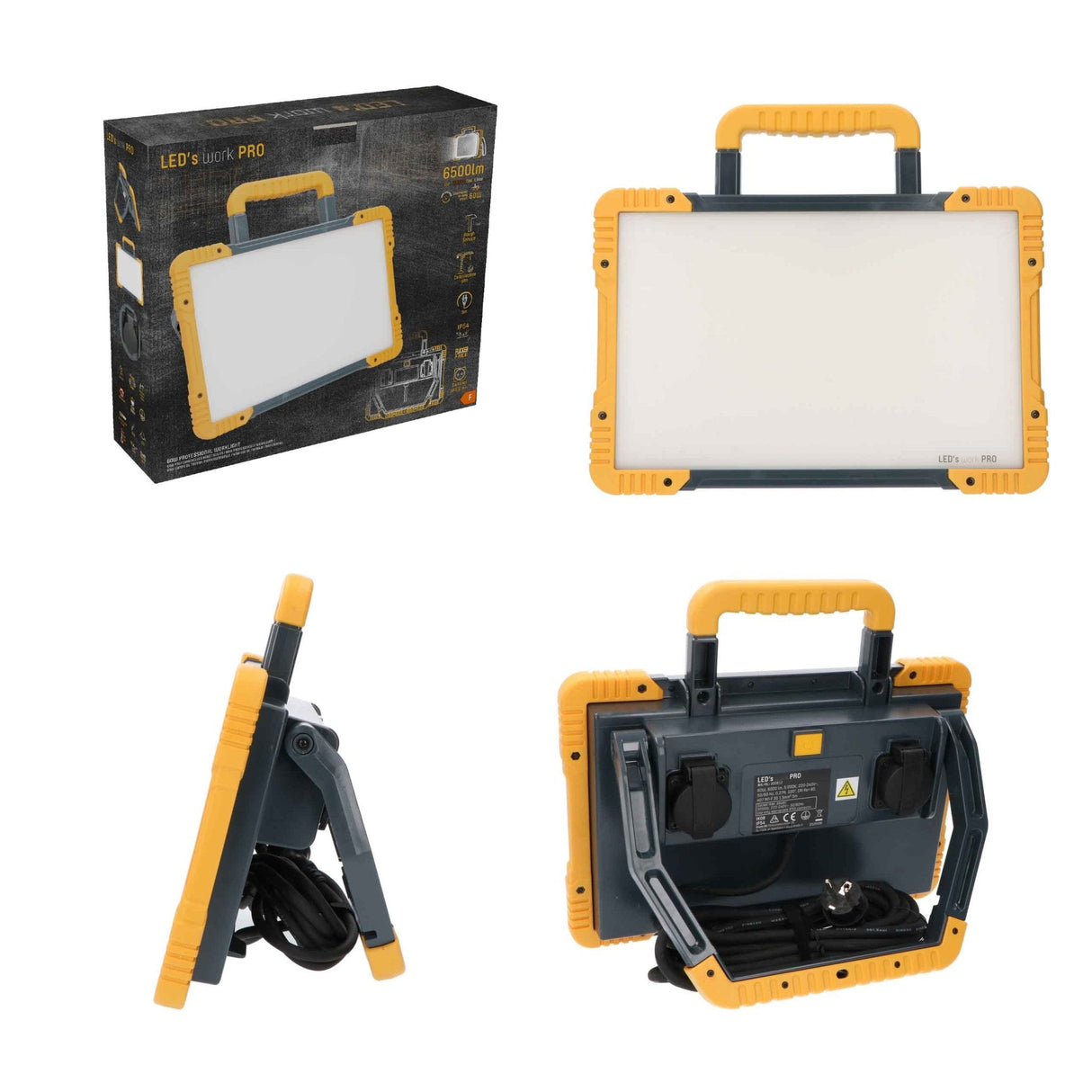 LED Werklamp 6500 lumen - 60W - Koelwit 5000K - 2 Stopcontacten - IP54 Waterdicht - 5m Kabel