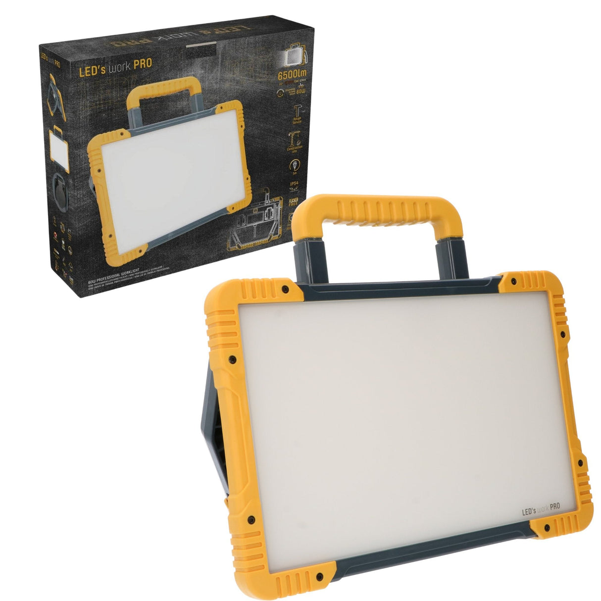 LED Werklamp 6500 lumen - 60W - Koelwit 5000K - 2 Stopcontacten - IP54 Waterdicht - 5m Kabel