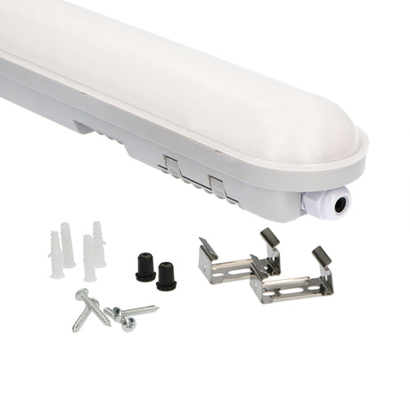 Luminaire LED étanche à l'humidité pour tube fluorescent 4640 lumen - 120cm - 29W - Blanc froid 4000K - IP65 étanche - IK08 résistant aux chocs - gris - 230V