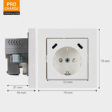 USB-C Wandcontactdoos Inbouw - 2 USB-C Poorten - 25W Snellader - 16A Stopcontact - Wit