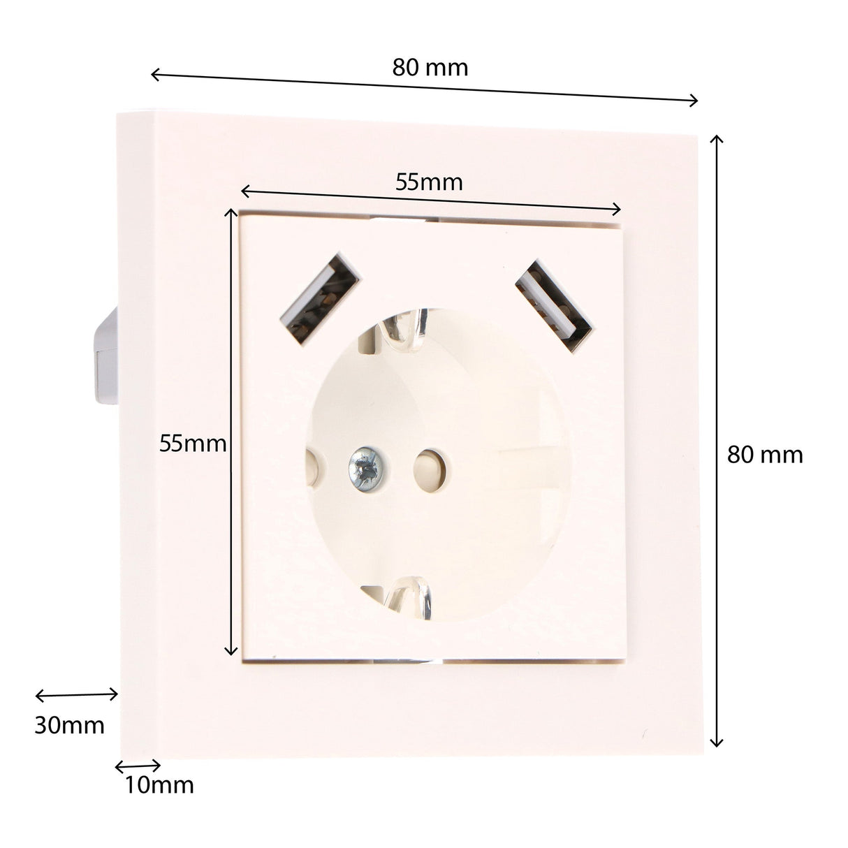 Prise murale ProCharge avec 2 chargeurs rapides USB - Universelle - Blanche - RAL9010