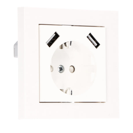 ProCharge Wandcontactdoos met 2 USB snelladers - Universeel - Wit - RAL9010