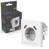 Prise murale ProCharge avec 2 chargeurs rapides USB - Universelle - Blanche - RAL9010