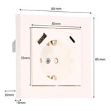 Prise murale avec chargeur rapide USB-C et USB-A - 3680 W - universelle 55 x 55 mm - Blanche