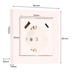 Wandcontactdoos met USB-C en USB-A Snellader - 3680W - Universeel 55x55mm - Wit