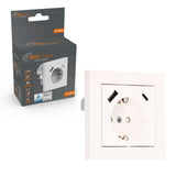 Prise murale avec chargeur rapide USB-C et USB-A - 3680 W - universelle 55 x 55 mm - Blanche