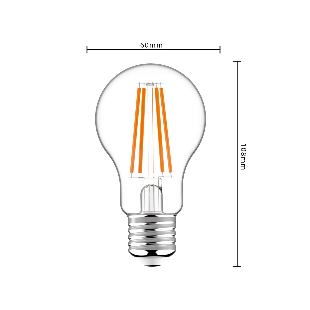 LED Filament Lamp E27 Warmwit 2700K - 7W 806 lumen - A60 Dimbaar - Helder Glas