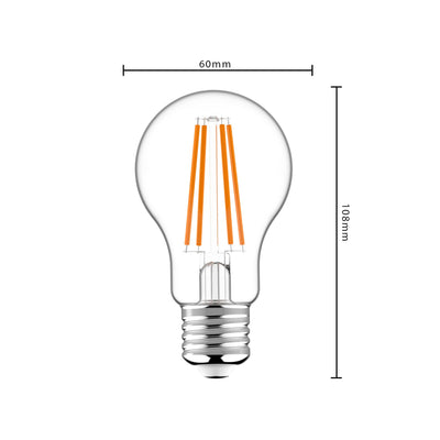 LED Filament Lamp E27 Warmwit 2700K - 7W 806 lumen - A60 Dimbaar - Helder Glas