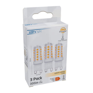 Capsules LED G9 3 pièces - Blanc chaud 2700K - 3,5W - 300 lumens - Variable