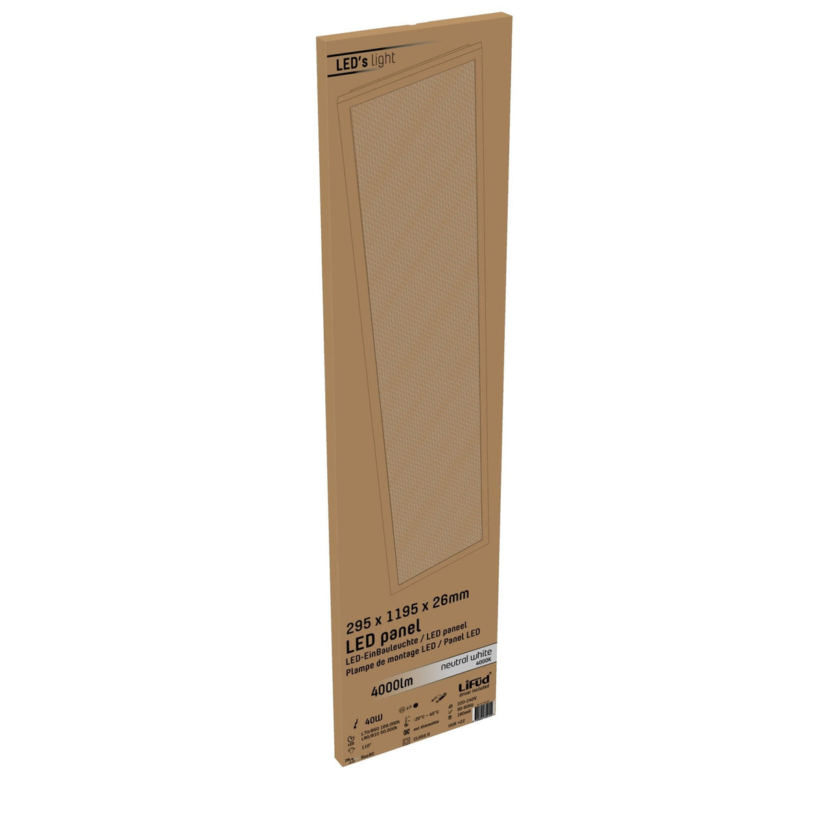 Panneau LED LED's Light 30 x 120 cm - Rectangulaire - Blanc froid (4000K) - 4000 lumens - 40W