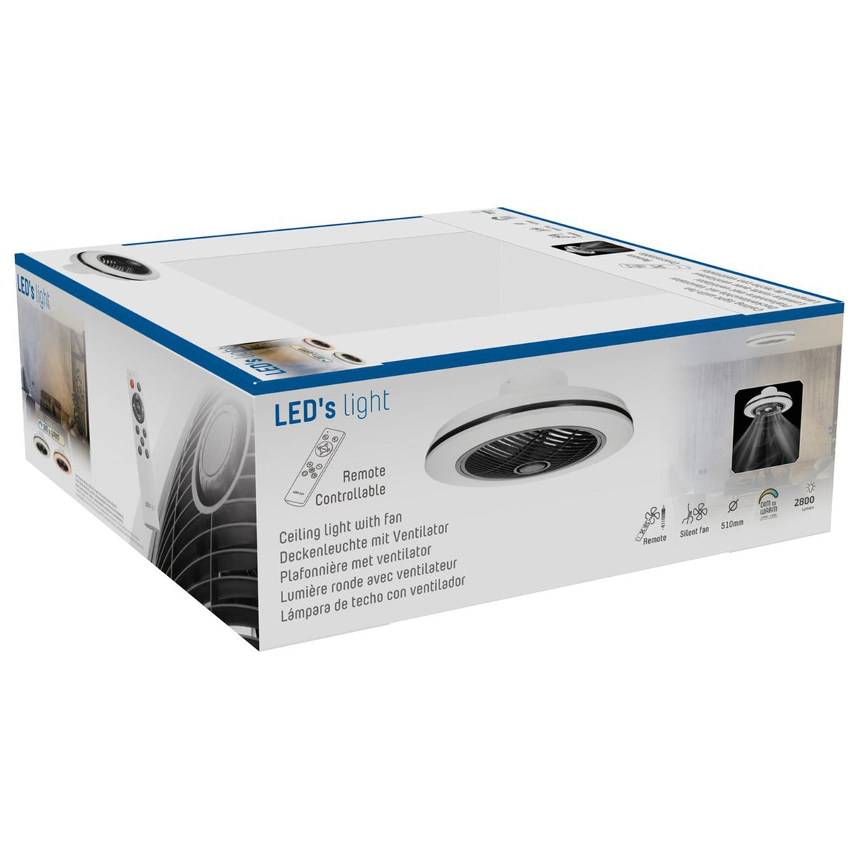 LED plafondventilator 3D Air 3100 lumen - 30W - warmwit 2000K / koelwit 4000K - afstandsbediening - 51cm - zwart/wit