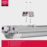 Réglette LED étanche 2880 lumens - 24W - Blanc lumière du jour 6500K - IP65 - 150cm - 4 pièces