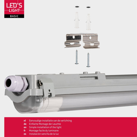 Luminaire LED résistant à l’humidité 2880 lumens - 24W - Blanc lumière du jour 6500K - IP65 - 150cm - 8 pièces