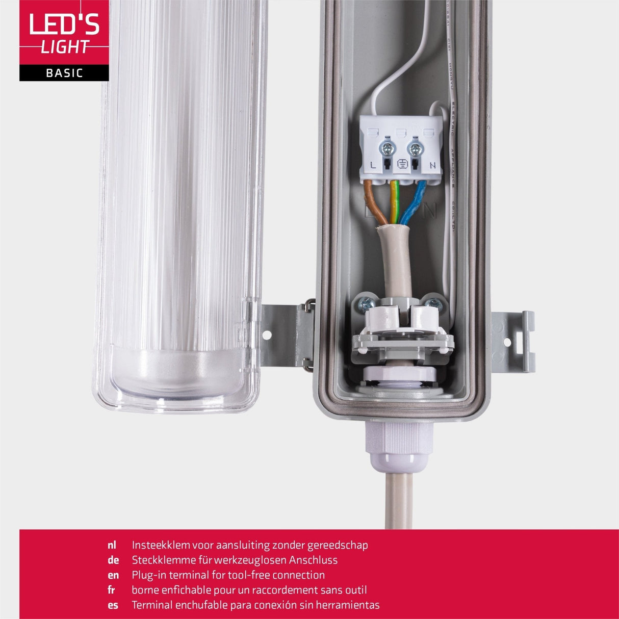 Luminaires LED type tube Proventa avec lampes de 120 cm - Lumière blanc froid 6500 K - Étanches - Kit complet - 4 pièces