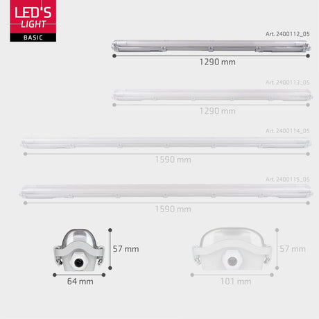 Luminaire LED résistant à l’humidité 2160 lumens - 18W - Blanc lumière du jour 6500K - IP65 - 120cm - 8 pièces