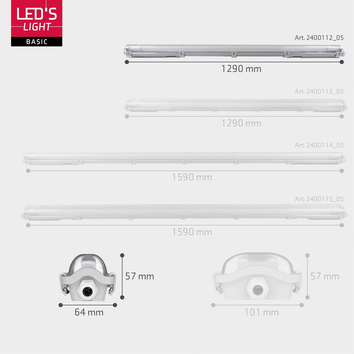 Luminaire LED pour tube fluorescent 2160 lumen - 18W - Blanc lumière du jour - IP65 étanche - 120cm - tube LED inclus