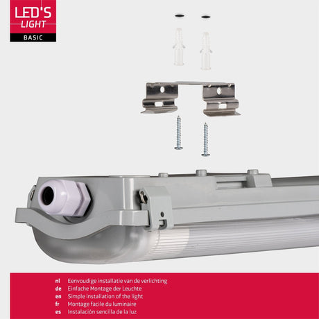 LED Vochtbestendig armatuur 5760 Lumen - 48W - Daglichtwit 6500K - 150cm - IP65 - 8 stuks