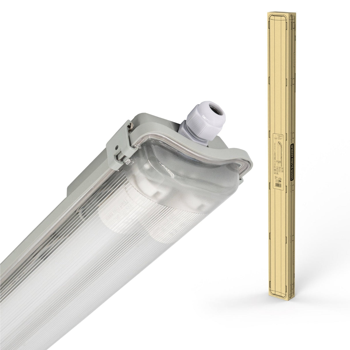 LED Vochtbestendig armatuur 4320 lumen - 36W - Daglichtwit 6500K - IP65 - Dubbel - 120cm - 8 stuks