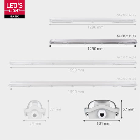 LED Vochtbestendig TL armatuur 150cm - 4320 lumen - 36W - Daglichtwit 6500K - IP65 - IK06 - 4 stuks