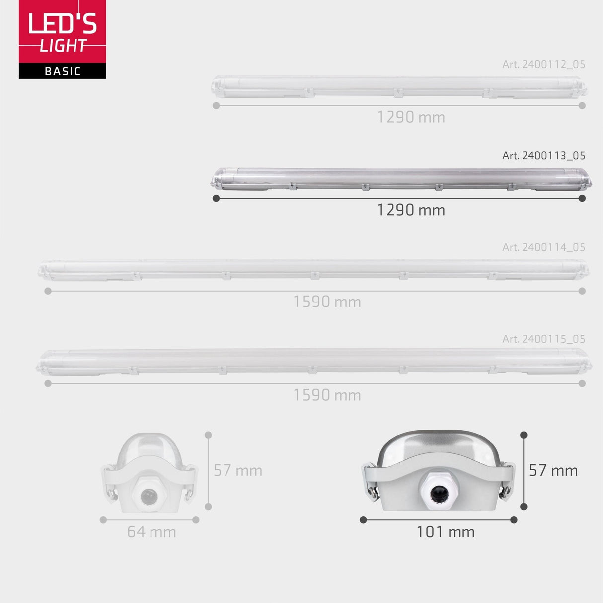 LED Vochtbestendig armatuur - 3600 lm - 35W - Koelwit 4000K - 120° - IP65 - IK06 - 120cm - 230V