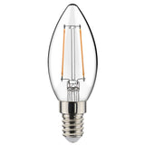 Ampoule bougie LED E14 blanc chaud 2700K - 2.5W 250 lumens - filament en verre transparent