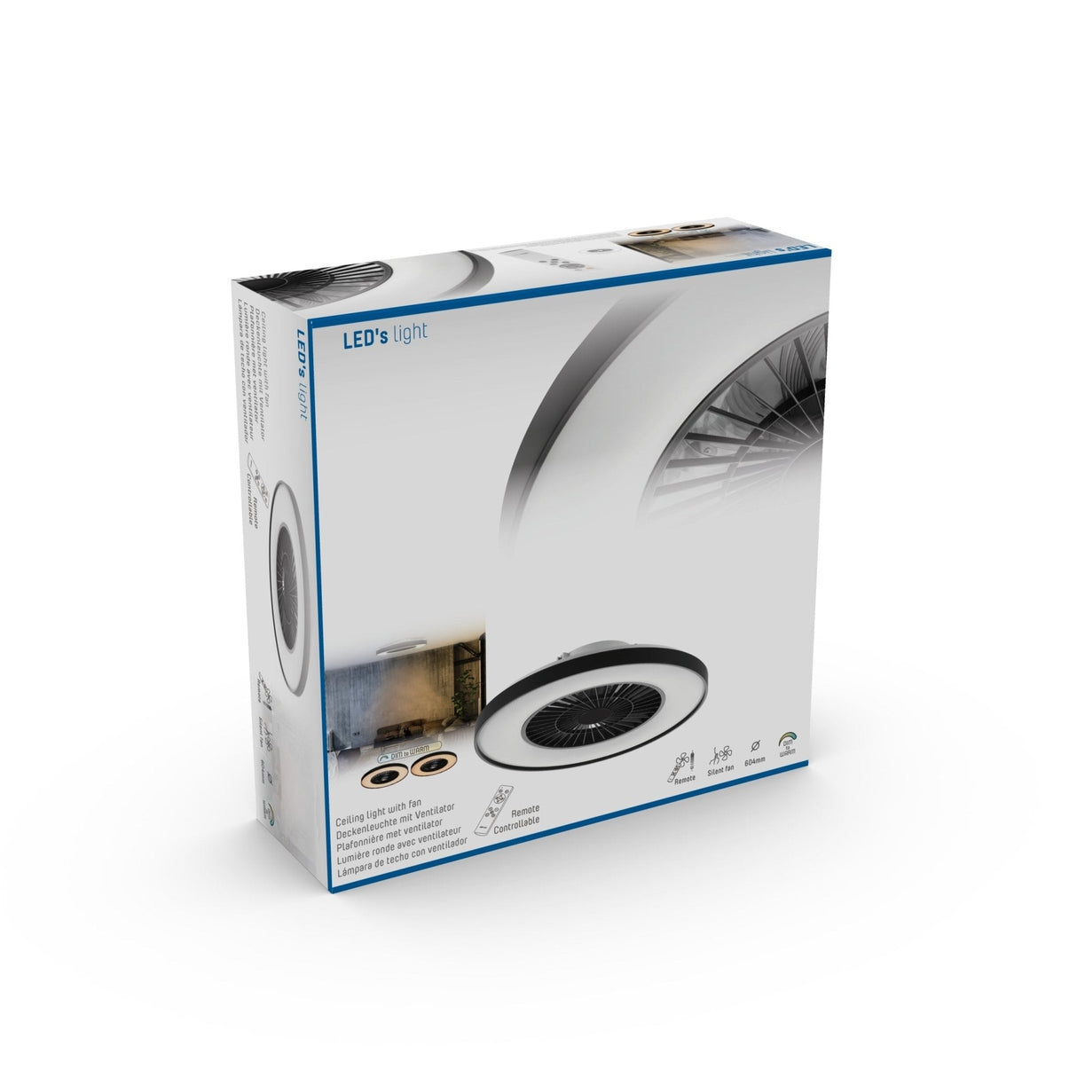 LED plafondventilator premium 4300 lumen - 37W - instelbaar 2000K-4000K - afstandsbediening - Lumileds - 60cm - zwart/wit