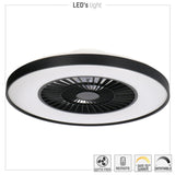 LED plafondventilator premium 4300 lumen - 37W - instelbaar 2000K-4000K - afstandsbediening - Lumileds - 60cm - zwart/wit